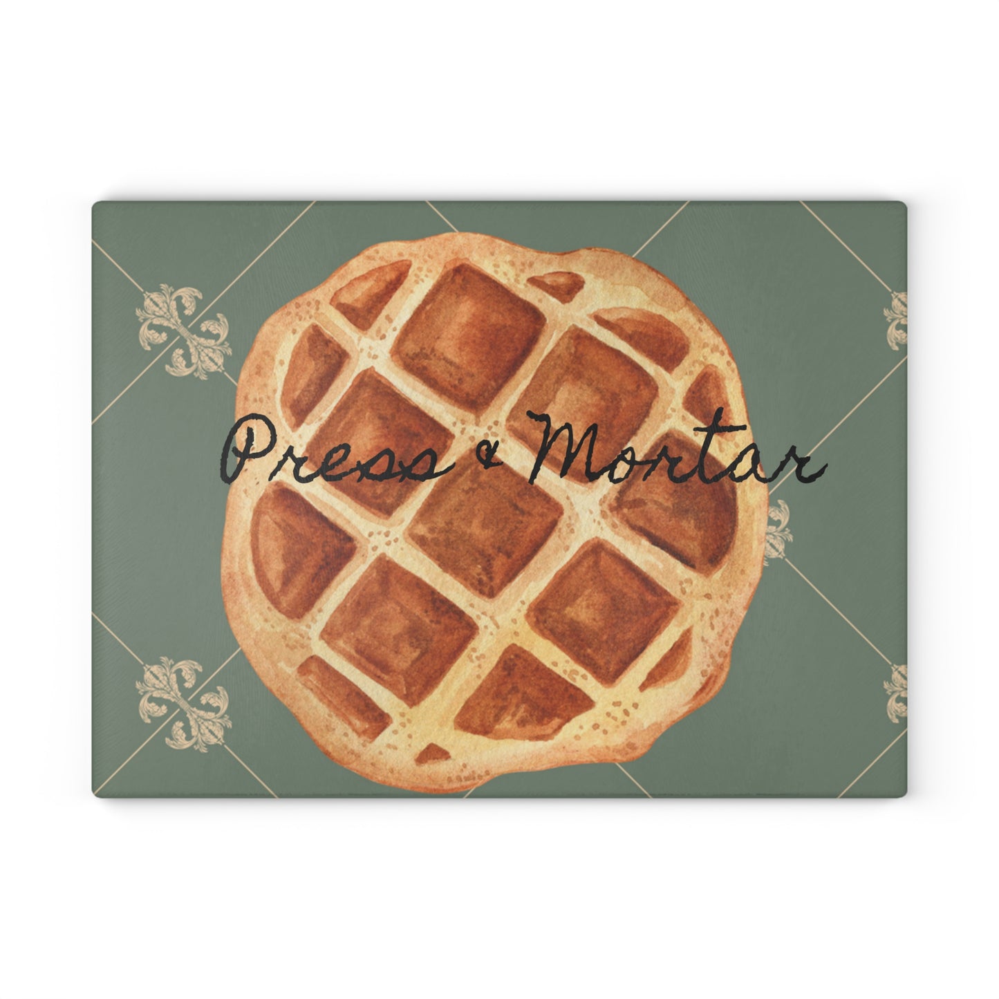 Kitchen Stash- Glass Cutting Board with Round Waffle