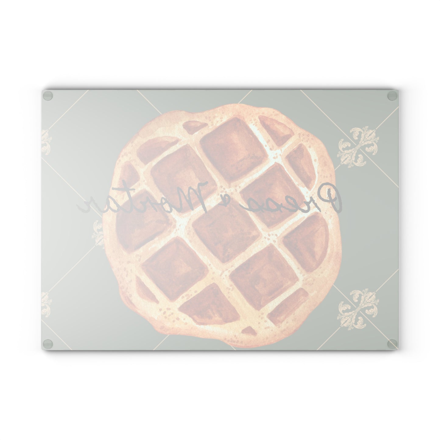 Kitchen Stash- Glass Cutting Board with Round Waffle