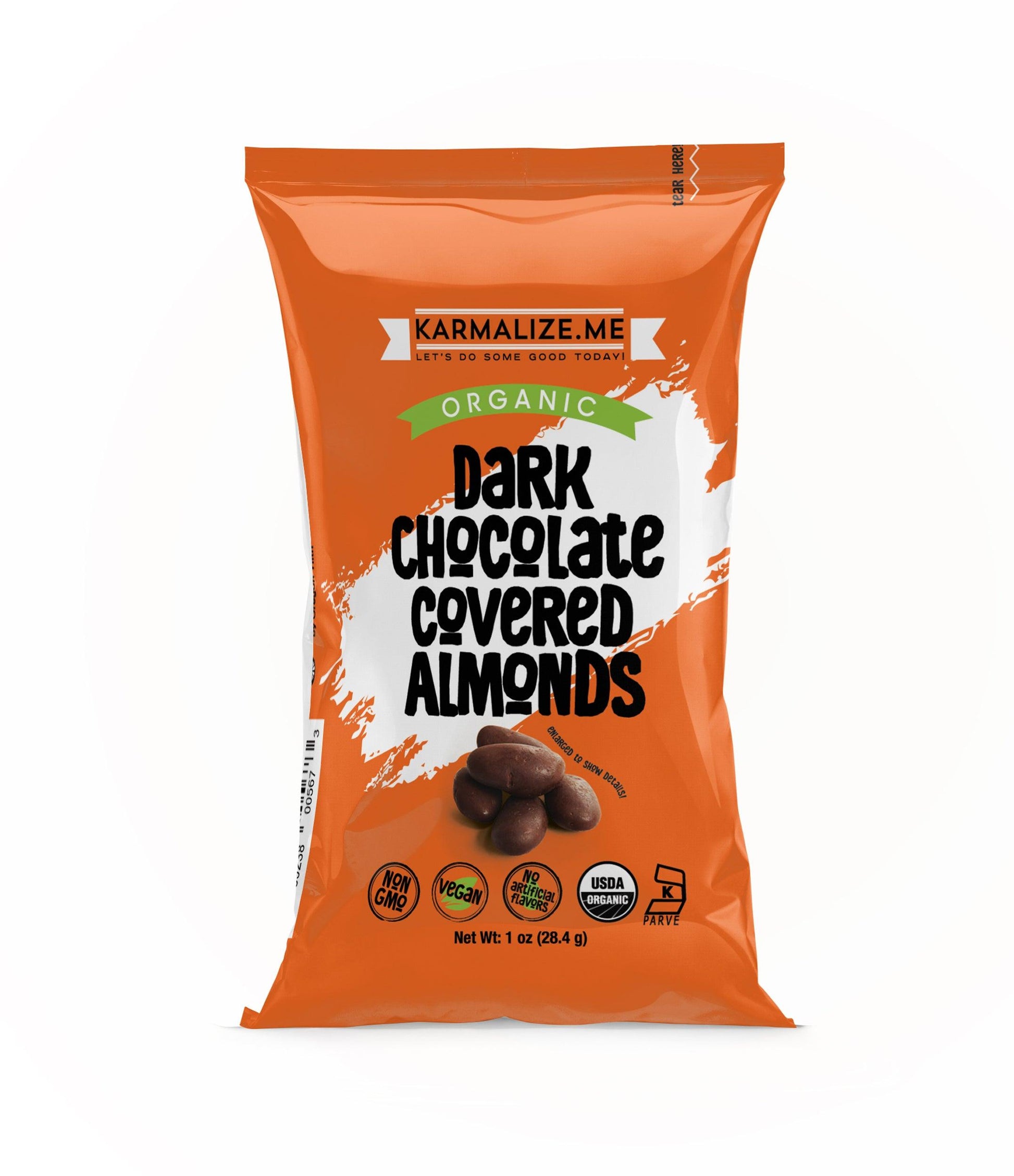 1 oz. Organic Vegan Dark Chocolate Covered Almonds - Pack of 6-0